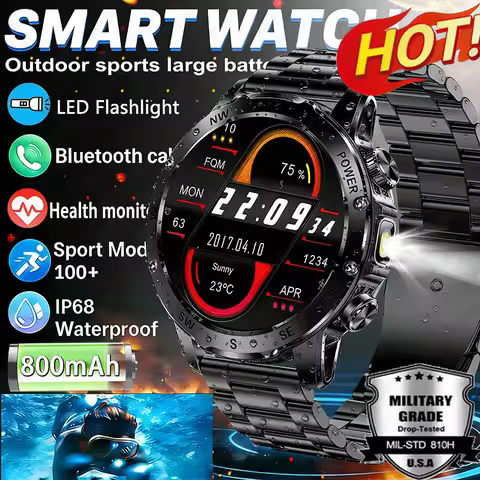 New Smart Watch Men T-Rex 3 Ultra 800mAh Large Capacity Outdoor Flashlight Bluetooth Call Waterproof