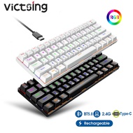 Multi-Device Wireless Mechanical Keyboard BT5.0/2.4G/Wired 60% RGB Rechargeable Gaming Keyboard Blue switch
