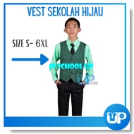 Vest Sekolah Hijau Green Pusat Sumber Pengawas Library Sekolah Rendah & Menengah Jenama 100% Polyest