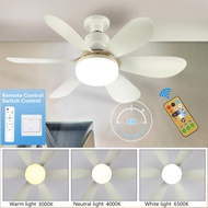 Ceiling Fans For Bedroom Living Room with Remote Control and Light LED Lamp Fan E27 Converter Base Smart Silent