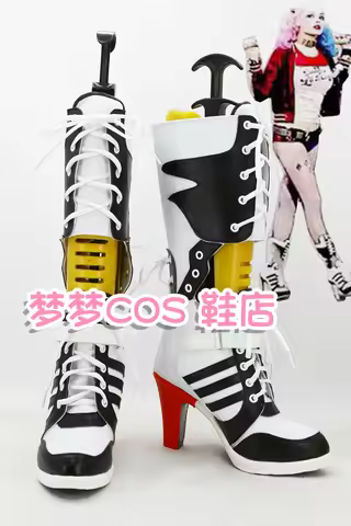 Harley Cosplay Shoes Quinzel Suicide Isekai Joker Girl Squad Boots Anime Halloween Custom made