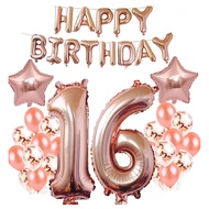 (SG Seller)16th Birthday Decoration for Girls, 16th Birthday, 16 Years Old, Silver Happy Birthday Se