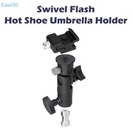 Cool3C Swivel Flash Hot Shoe Umbrella Holder Mount Adapter For Studio Light Type E Stand With 1/4 3/