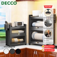 Decco 45cm/55cm 2 Layer Dish Drying Kitchen Rack with Drain Tray Utensil Organizer Rak Pinggan Denga
