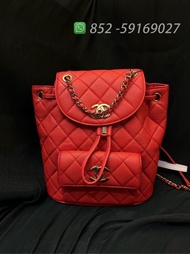 🔥99新✨全港最平 ‼支持面交陪驗 ‼🌈CHANEL Mdeium Vintage Caviar Quilted Duma Backpack Red 紅色 背包💖可手拎 可單肩 👏現貨 支持陪驗 #女