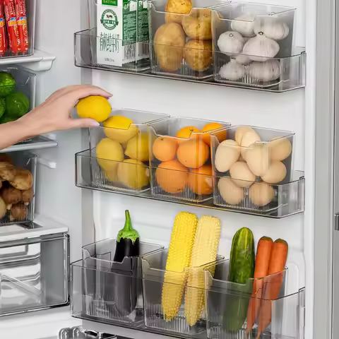 3PCS Refrigerator Side Door Storage Box Food Vegetable Fruit Eggs Fresh Organizer Household Kitchen 