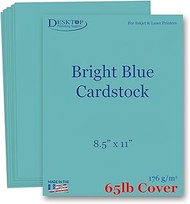 65lb Cover Cardstock Paper - 8.5 x 11 inch - 25 Sheets (Bright Blue)