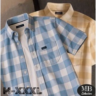 KEMEJA Men's Short Sleeve Plaid Flannel Shirt M-XXXL Adult Flannel Shirt Man