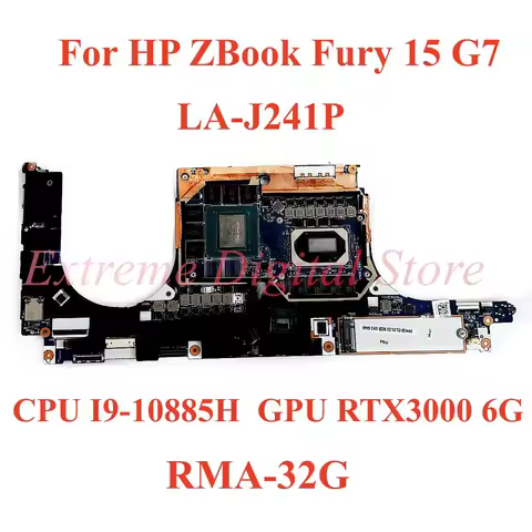 LA-J241P For HP ZBook Fury 15 G7 Laptop motherboard with CPU I7-10850H I9-10885H RTX2060/2070 RAM 32