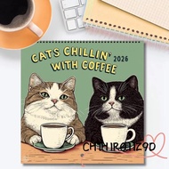 CHIHIRO11Z9D 2026 Calendar, Thick Paper Handmade Cat Cafe Calendar, Creative Family Planner 12 Month