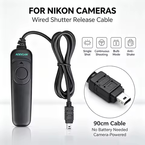 AODELAN MC-DC2 Wired Shutter Release Cable 90cm for Nikon Z7II Z6III Z5 D780 D7500 D610 D5600 D90 P1