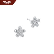 Top Cash Jewellery 10K Lab Grown Blooming Petals Diamond Stud Earrings