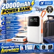 【3C✅ & 65W Super Flash Charge】WP 3C Powerbank 20000mAh Fast Charging uilt-in Cable Capacity Slim Por