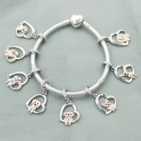 FC Jewelry Fit Original Charm Bracelet 100% 925 Silver I Love You Forever Yorkshire Terrier Dog Bead