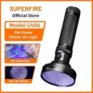 SUPERFIRE UV06 6W 395nm UV Flashlight Use AA*6 Dry Battery Anti-counterfeiting Detection Light Pet U