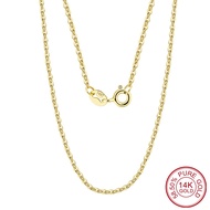 Rinntin 14K สร้อยคอทองแข็ง1.0/1.2มม. สร้อยคอโซ่สำหรับผู้หญิง AU585สีเหลือง/ขาว/ทองคำสีกุหลาบสร้อยคอห