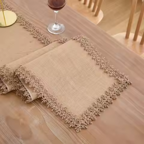 Jute Vintage Burlap Hessian Table Runner Natural Country Wedding Party For Christmas Home Table Deco