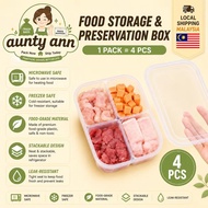 4PCS Value Pack 4 Compartment Food Container Microwave Safe Freezer Safe Meal Prep Lunch Box Storage