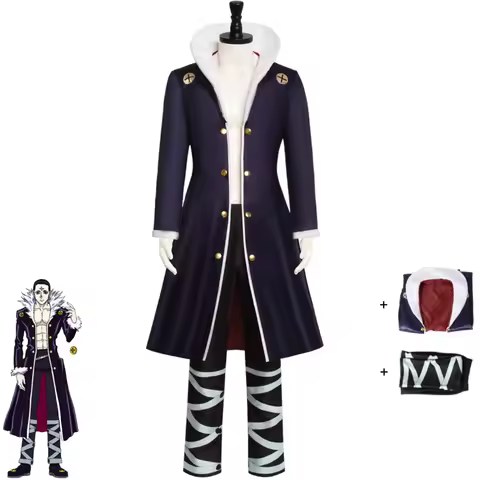 Anime HUNTER×HUNTER Chrollo Lucilfer Cosplay Costume Phantom Troupe Long Cloak Coat Uniform Man Woma