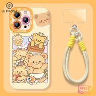 Case for Honor X9C X7C X8C X9A X9B X7B X8B X7A X5B Honor 400 6 Happy Butter Bear Lanyard Shockproof 