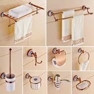 Bathroom Gold Polished Hardware Set Rose Gold Brass Robe Hook Towel Bar Toilet Roll Paper Holder Towel Ring Bathroom Accessories S017