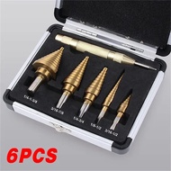 🔥จัดส่ง 24 ชม🔥 ชุดดอกสว่าน ดอกสเต็ป ทรงเจดีย์ เจาะขยาย คว้านรู ดอกขยาย ดอกเจาะไม้ ขนาด 4-32 มม. 6 Pc