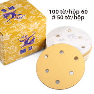 Bộ Giấy Nạo Vét Khô Tự Dính 6 Lỗ 5 Inch Để Đánh Bóng Xe Hơi Đĩa Tròn Phủ Lông Cừu 240 Mắt Công Cụ Th