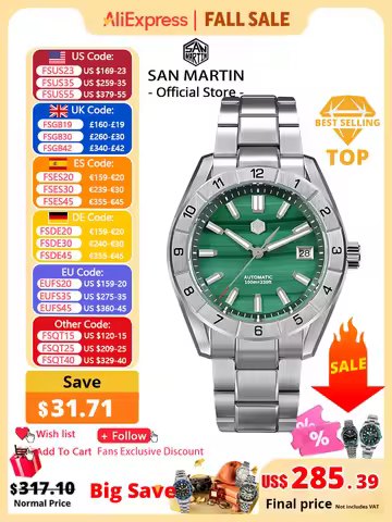 San Martin New 42mm Peacock Gemstone Dial NH35 Luxury Men Watch Automatic Mechanical Sapphire 100M W