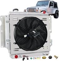3 Row Radiator Shroud Fan for 1987-2006 Jeep Wrangler YJ TJ Utility 2-Door 2.4L 2.5L 4.0L 4.2L L4 L6