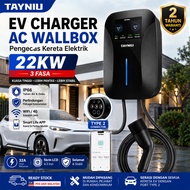 TAYNIU 22KW 32A Smart EV Charger Type 2 Wall Mounted Charging Station LCD Display APP Control WiFi 4