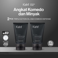 Twin Pack Kahf Face Wash Triple Action Oil and Comedo Defense 100 ml - 2 pcs Sabun Cuci Muka Pria La
