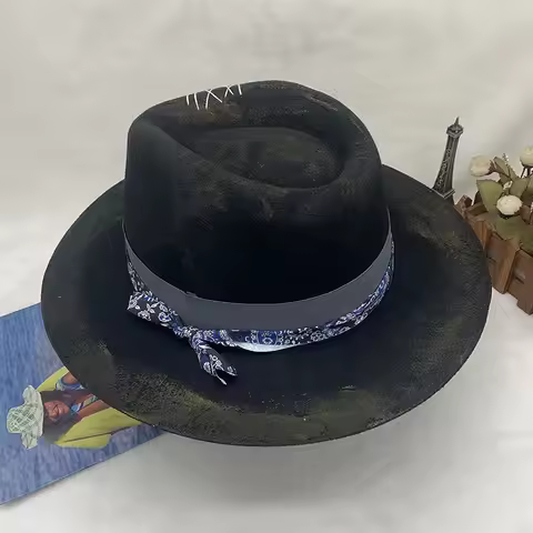 hats Derby Hat men hat felt male fedora with knot felt hat for summer jazz disco hat for men black f