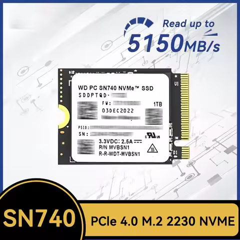 WD SN740 2TB 1TB SSD M.2 2230 Gen4 PCIe 4.0 X4 NVMe Solid State Drive for Steam Deck Microsoft Surfa