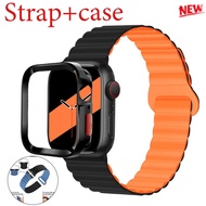 Magnetic suction loop silicone strap+case compatible for Apple Watch series Ultra2/1 49mm 41mm 44mm 40mm 45mm i Watch series 4 5 SE 6 7 8 9