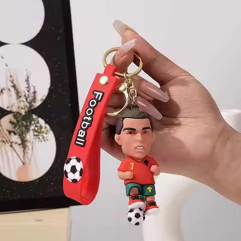 Football keychain cr7 Football Star Mbappe Haaland Figurine Cristiano Ronaldo Keychain Pendant Handb