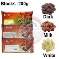 Beryls Chocolate Compound Dark/Milk/White/Strawberry Blocks 200g