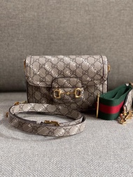 Tas Gucci Hacker Horsebit 1955 Gucci x Balenciaga Mini Beige Ebony Ori