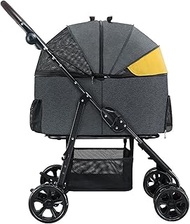 Pet Dog Stroller 4 Wheels Foldable Cat Dog Stroller with Storage Basket Handle 360° Front Wheel Rear