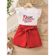 MERAH Oneset Merput Cute Motif Happy Indonesian Independence Day 80 2025 Setab Morif Independent DAY