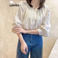 CODDAE35U6Áo sơ mi kiểu Lovito xếp nếp màu trơn thanh lịch cho nữ LNE29207 (màu mơ)RES3RD