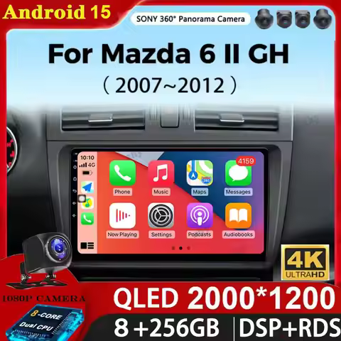Carplay Auto For Mazda 6 Rui Wing 2007-2012 Android 15 Car Radio Multimedia Video Player Navigation 