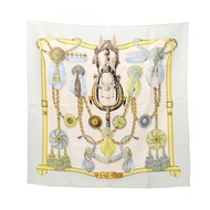 [二手] 愛馬仕 HERMES 絲巾 Carre 90 Frontaux et Cocardes 女士真絲圍巾 A