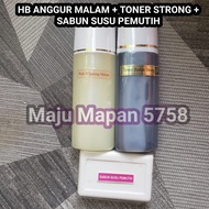 COD Kode AGR004001 HB Whitening Super Malam Klobe + Toner Strong IP + Sabun Susu Pemutih Badan / hb 