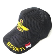 Topi jaring security hitam wing kuning.
