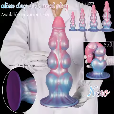 New Colorful Huge Butt Plug Alien Dog Dildo Silicone Soft Anal Toys Vaginal Massage Suction Cup Anal