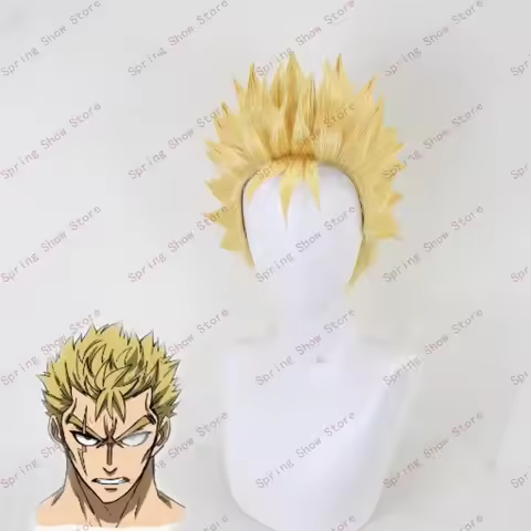 Fairy Tail Laxus Dreyar Cosplay Costume Hair Gold Short Styled Halloween Party Wig