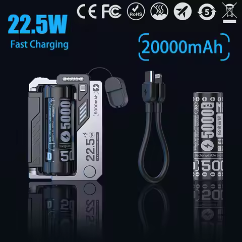 22.5W Fast Charging Power Bank 20000mAh Removable Replaceable Battery Pack External Battery Charger 