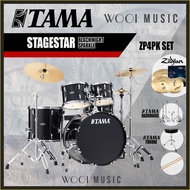 Tama ST52KH6-BNS StageStar 5pc Acoustic Drum Set w/Hardware & Stands - Black Night Sparkle (Package)
