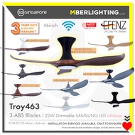[Wifi] EFENZ Premium DC Ceiling Fan TROY 46"-9Colours + Optional 22W Dimmable Samsung LED + Remote Control