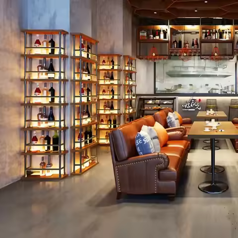 Narrow Column Wine Cabinet Living Room Corner Lights Showcase Liquor Bottle Wine Rack Patio Vinoteca